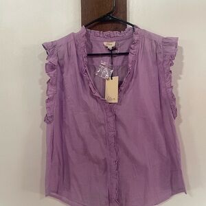 Ella Purple Ruffle Sleeve Women's Top, NWT, Beautiful!